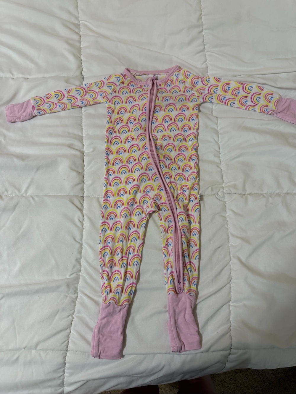 Little Sleepies Pink Rainbow Footed One-Piece Pajamas with Zipper